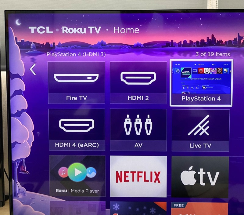 select PS4 in the TCL Roku TV input setting