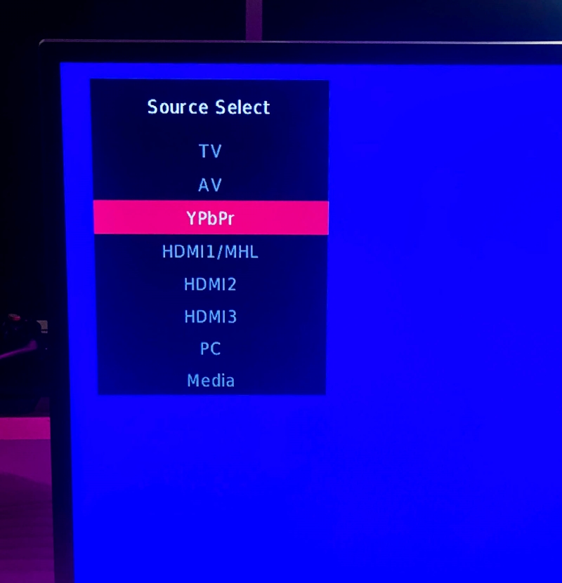 select the YPbPr input setting on a Sceptre TV