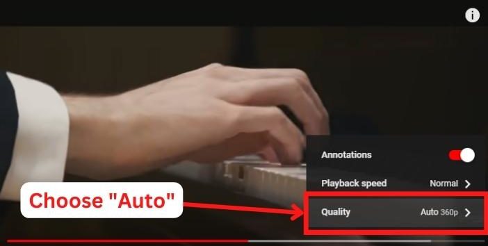 set the quality of Youtube videos to auto