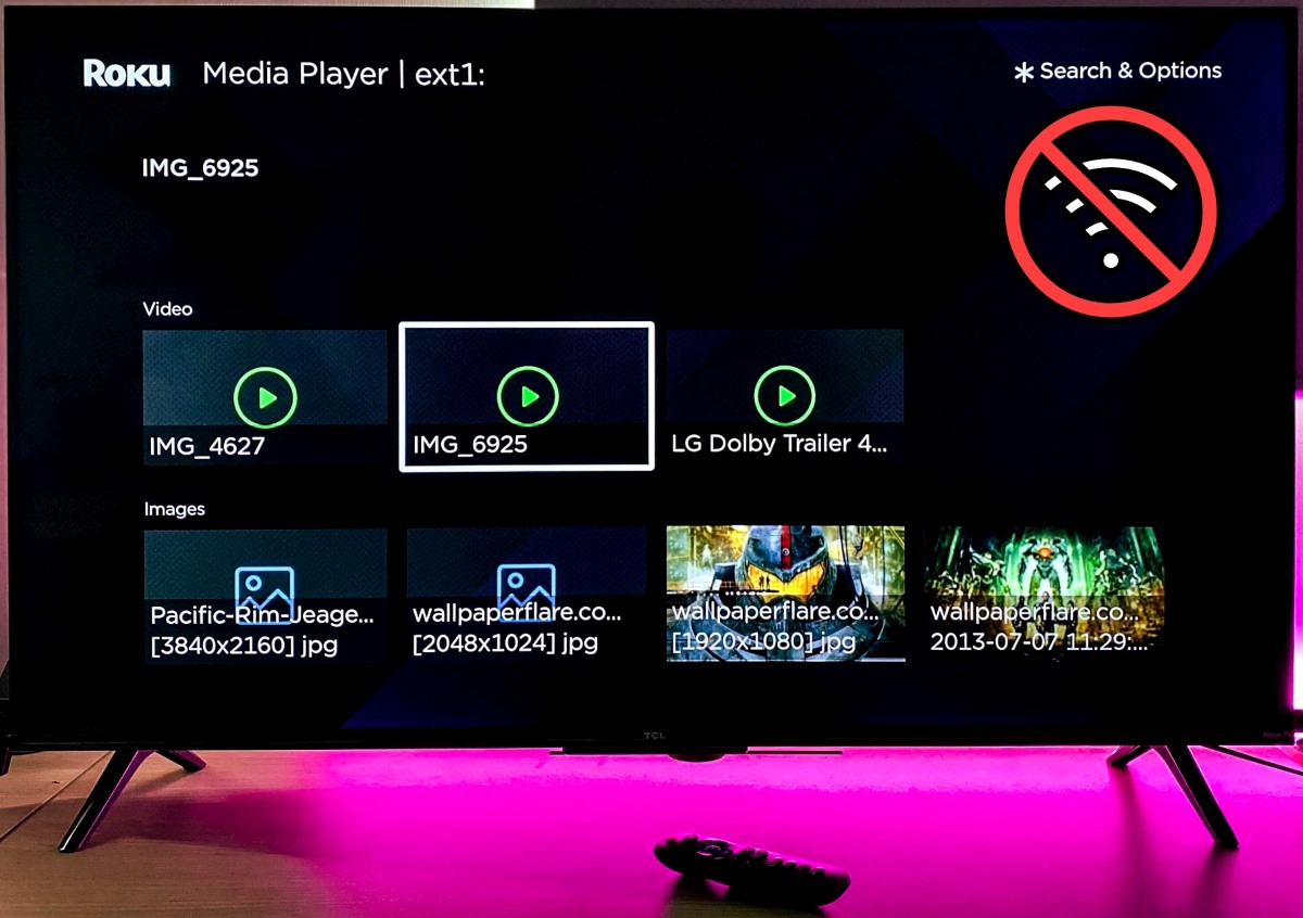 using Roku Media Player without internet connection