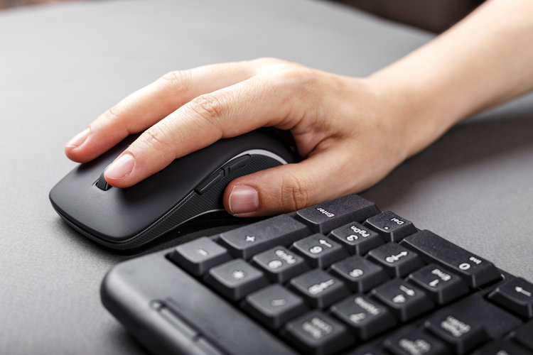 A person using mouse and keyboard
