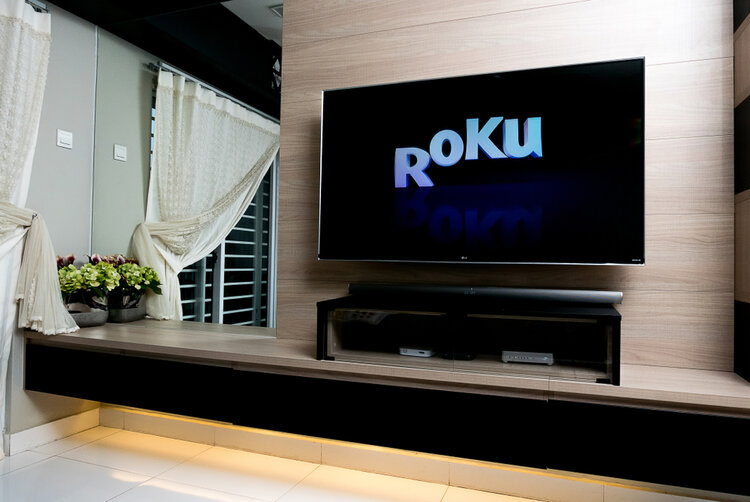 Roku on TV in the living room