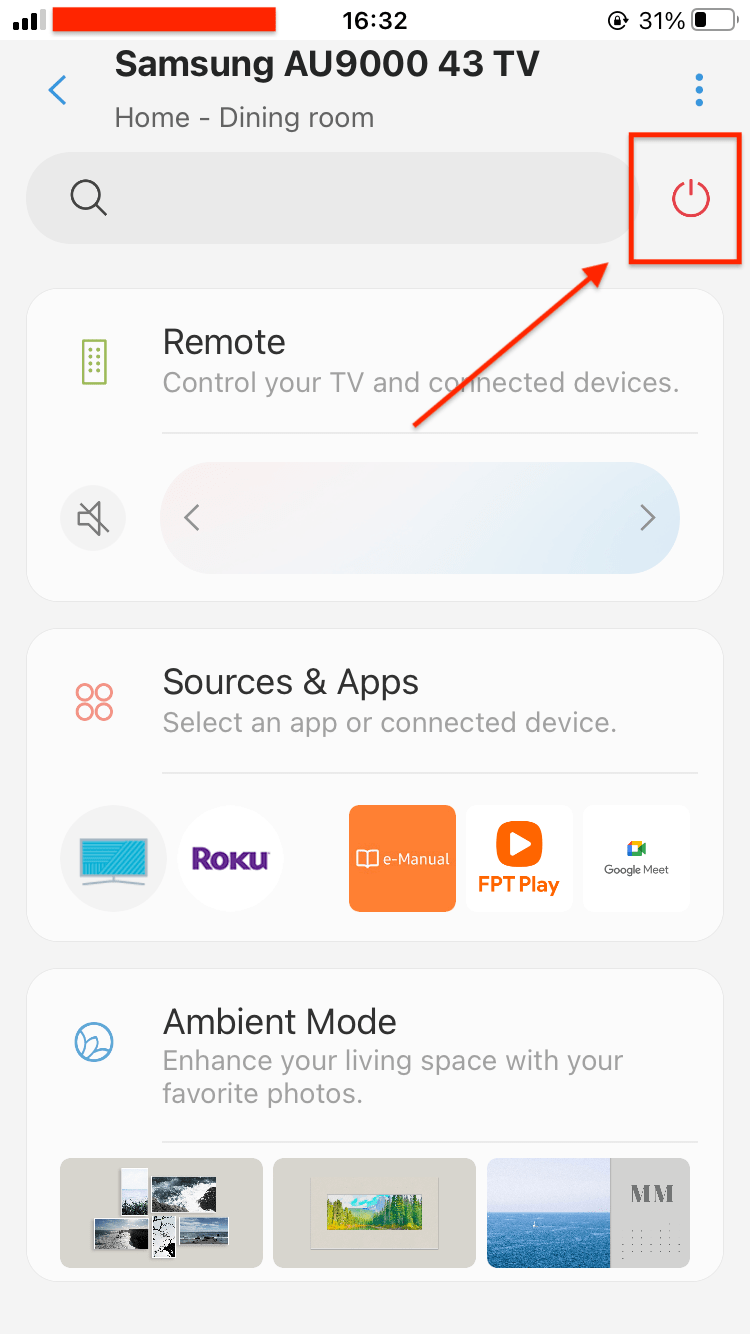 SmartThings remote app for Samsung TV