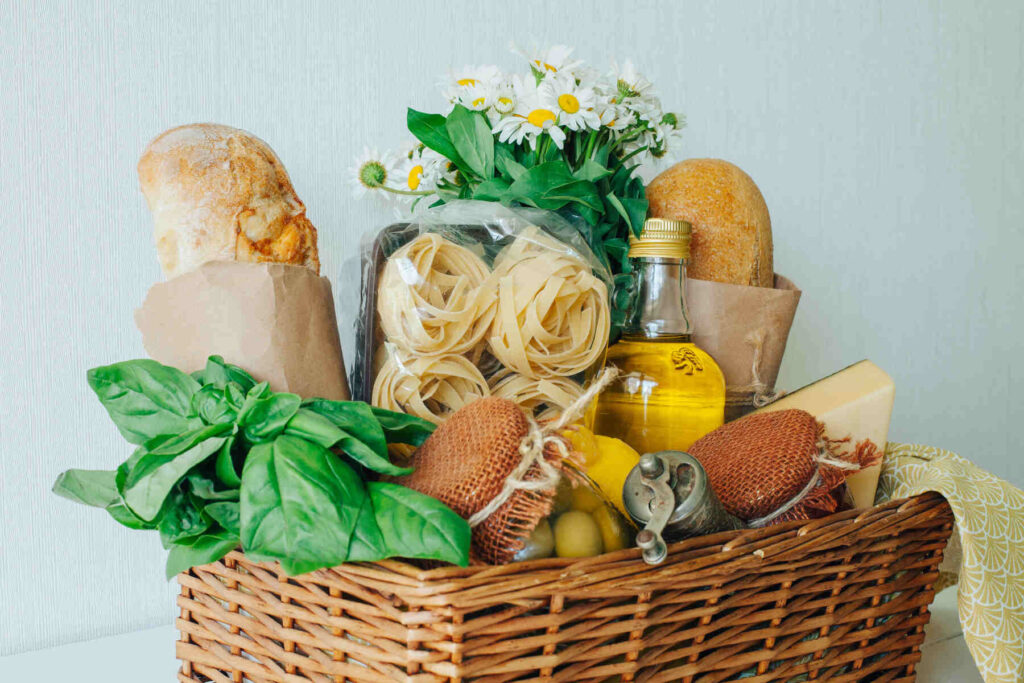 a basket of Italian products