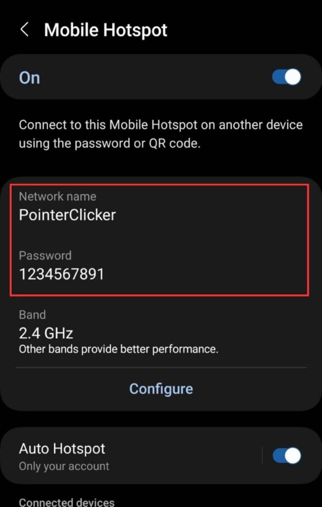 configure a samsung hotspot's network name and password to be the same as a wifi router