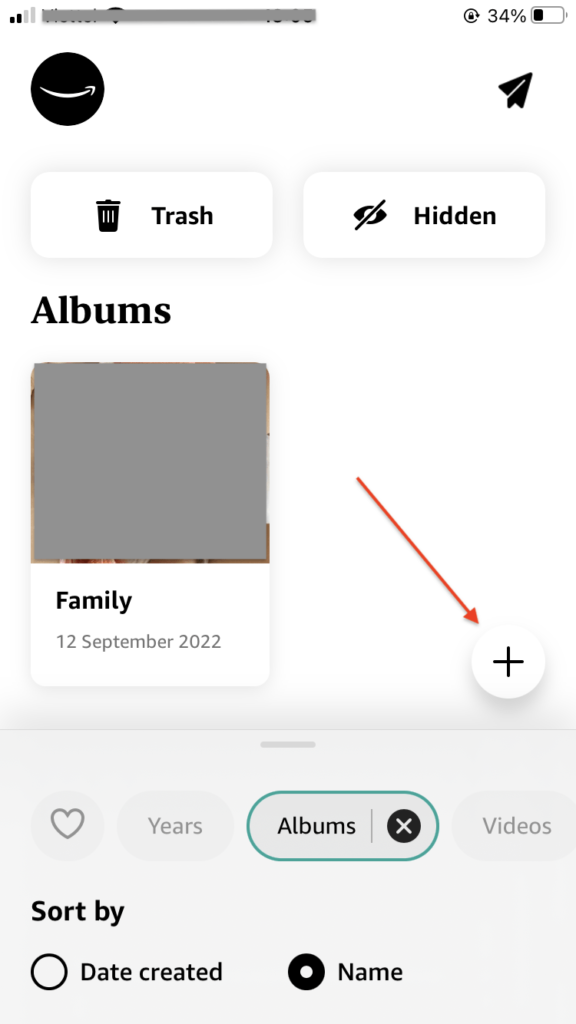 create an album on Amazon Photos app