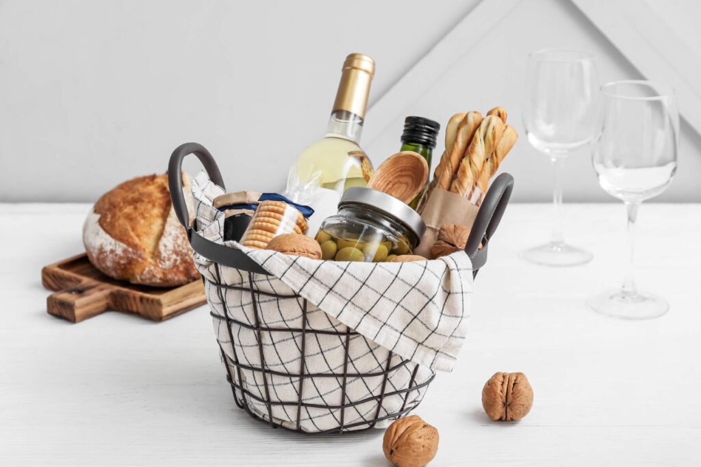 gift basket with gourmet products