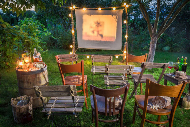 outdoor cinema in a garden