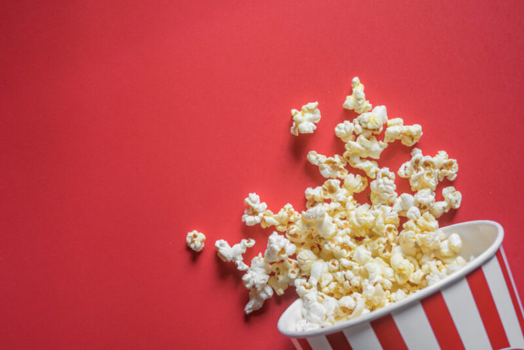 popcorn in red background