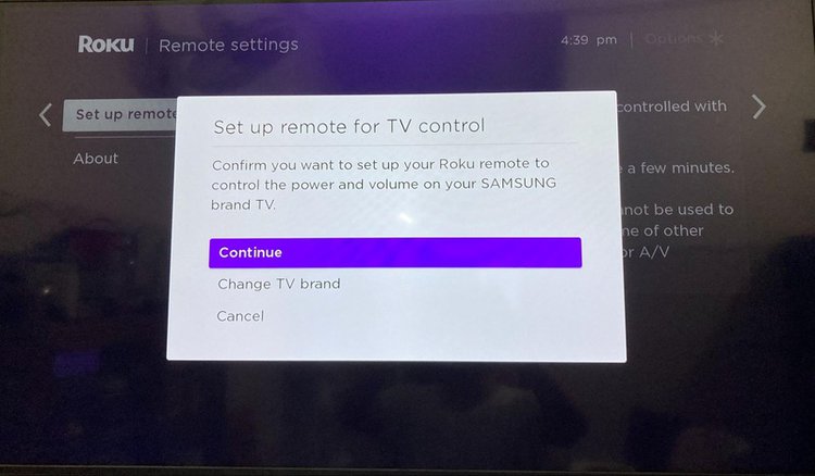 select continue to set up remote