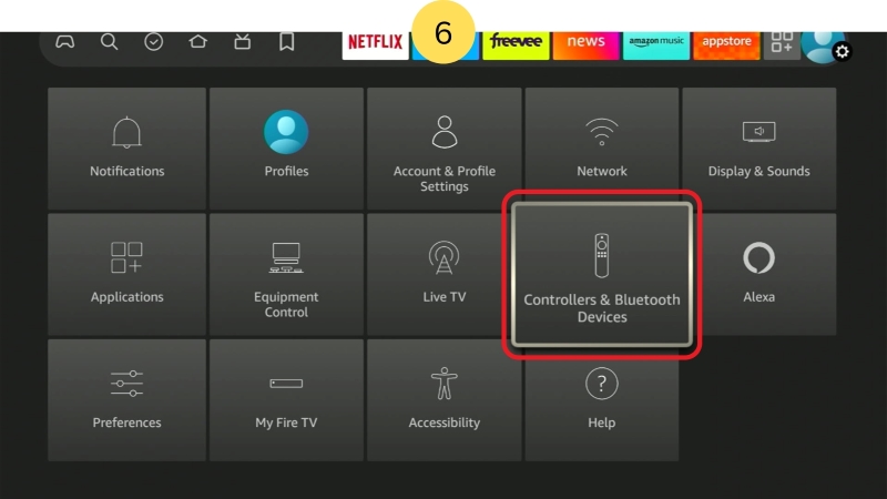 select the Controller & Bluetooth Devices setting on the Fire Stick