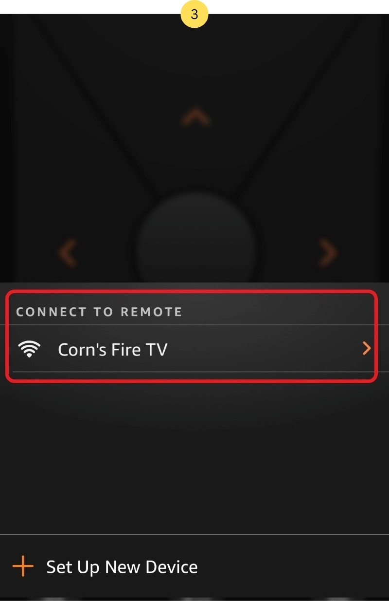 select the Fire Stick in the device list shown on the Fire TV app