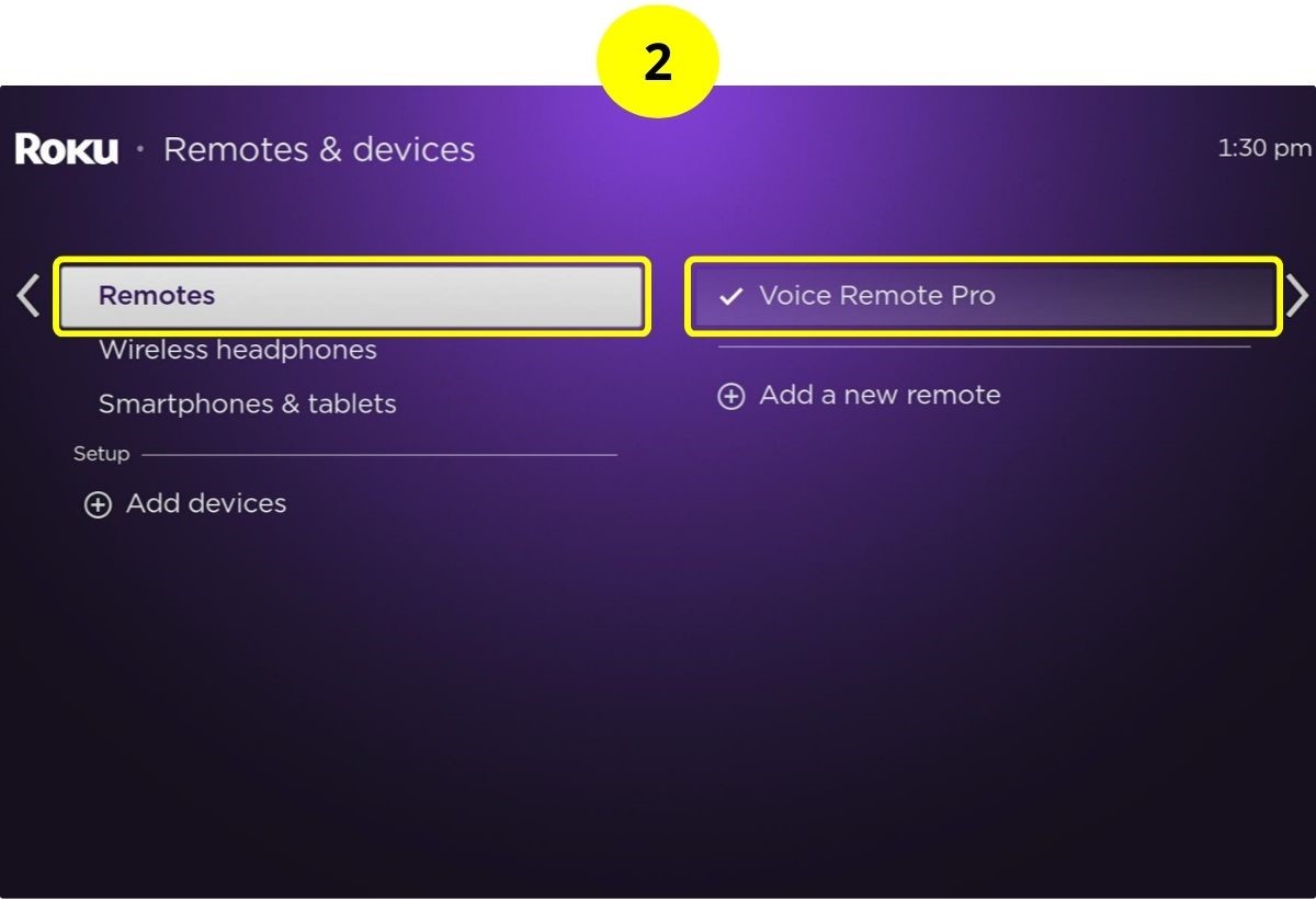 step 2 - select remotes then voice remote pro