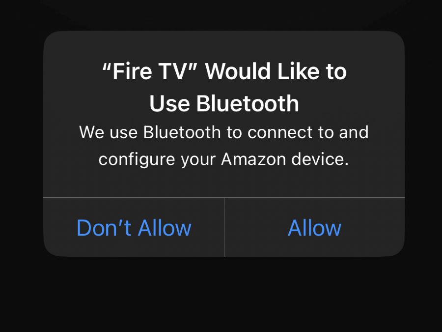the fire tv app asks device to turn on bluetooth