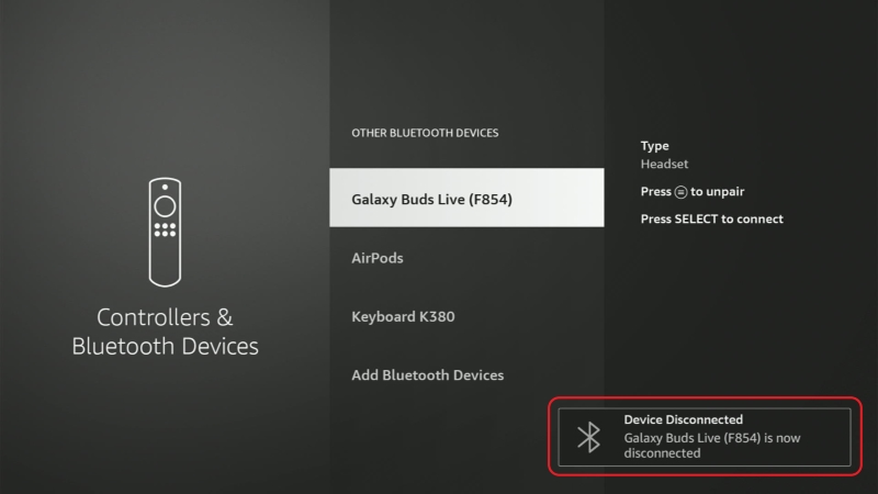 Bluetooth device is disconnected from Fire Stick