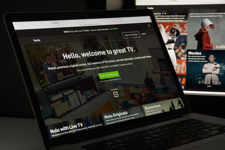 Hulu website homepage on a laptop
