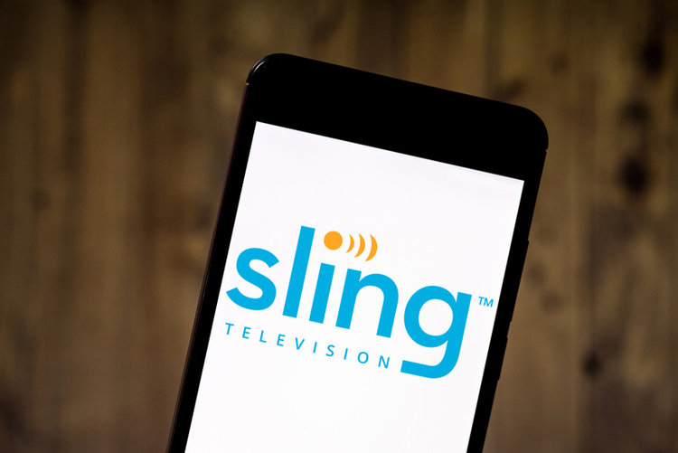 Logo of Sling TV on a phone screen