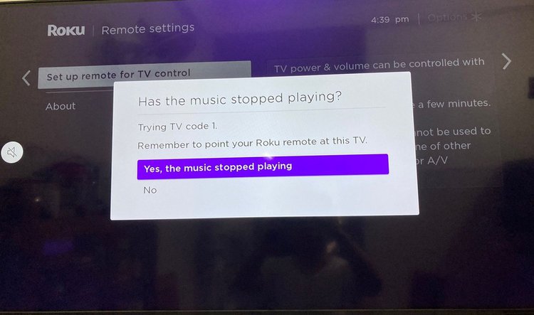 Select yes music stopped playing