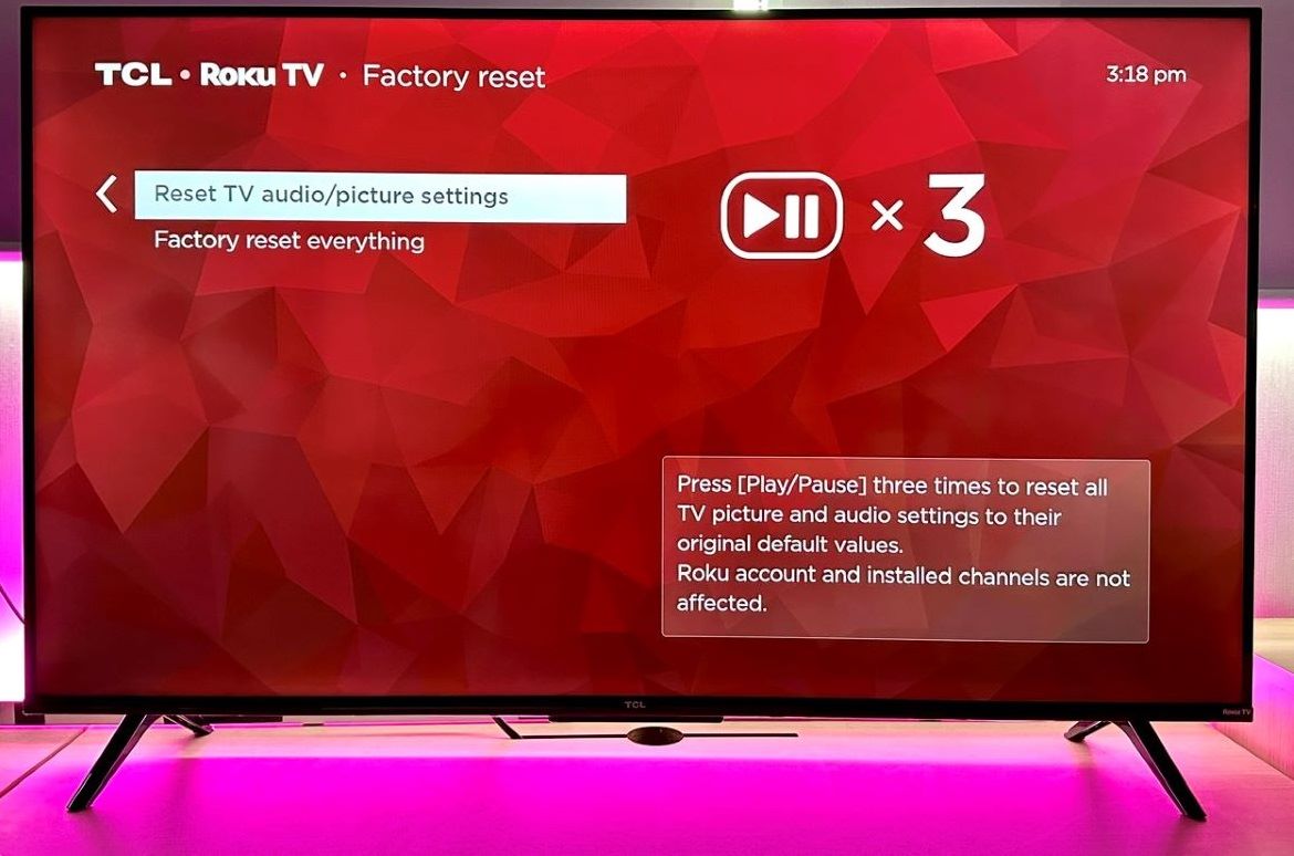 The Roku TV with Factory reset feature