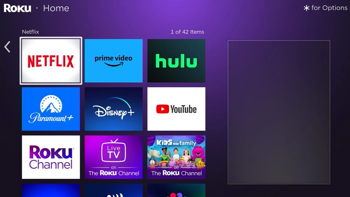 The Roku Ultra Home menu and the ads space is left with a blank space
