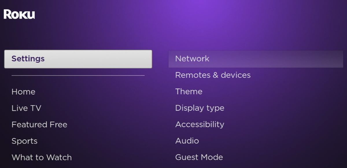 The Settings option from the Roku Ultra's menu is being selected
