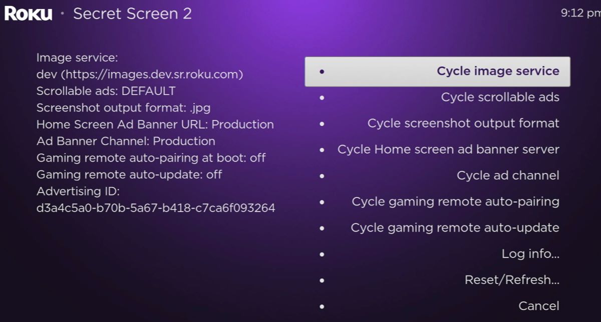 The secret menu on Roku Ultra interface