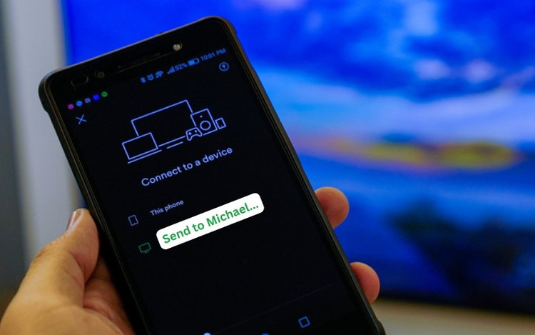a smartphone is connecting to a TV named Michael