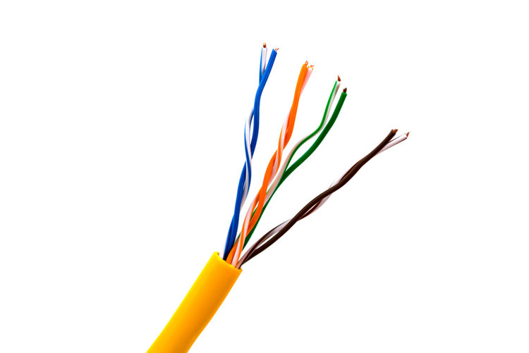 an Ethernet cable with four twisted pairs