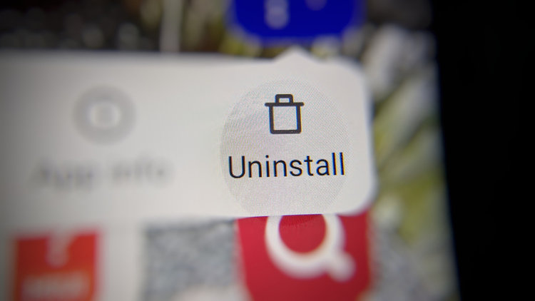 close-up view of Uninstall icon