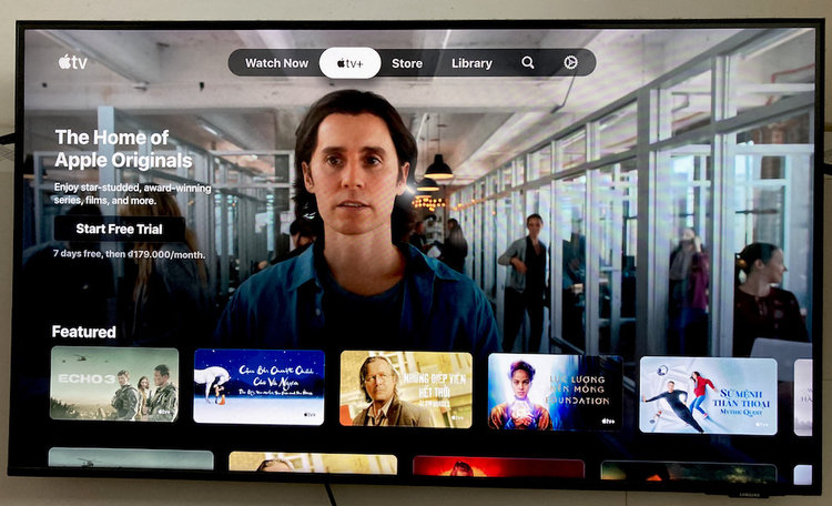 Apple TV app is running on a Samsung TV