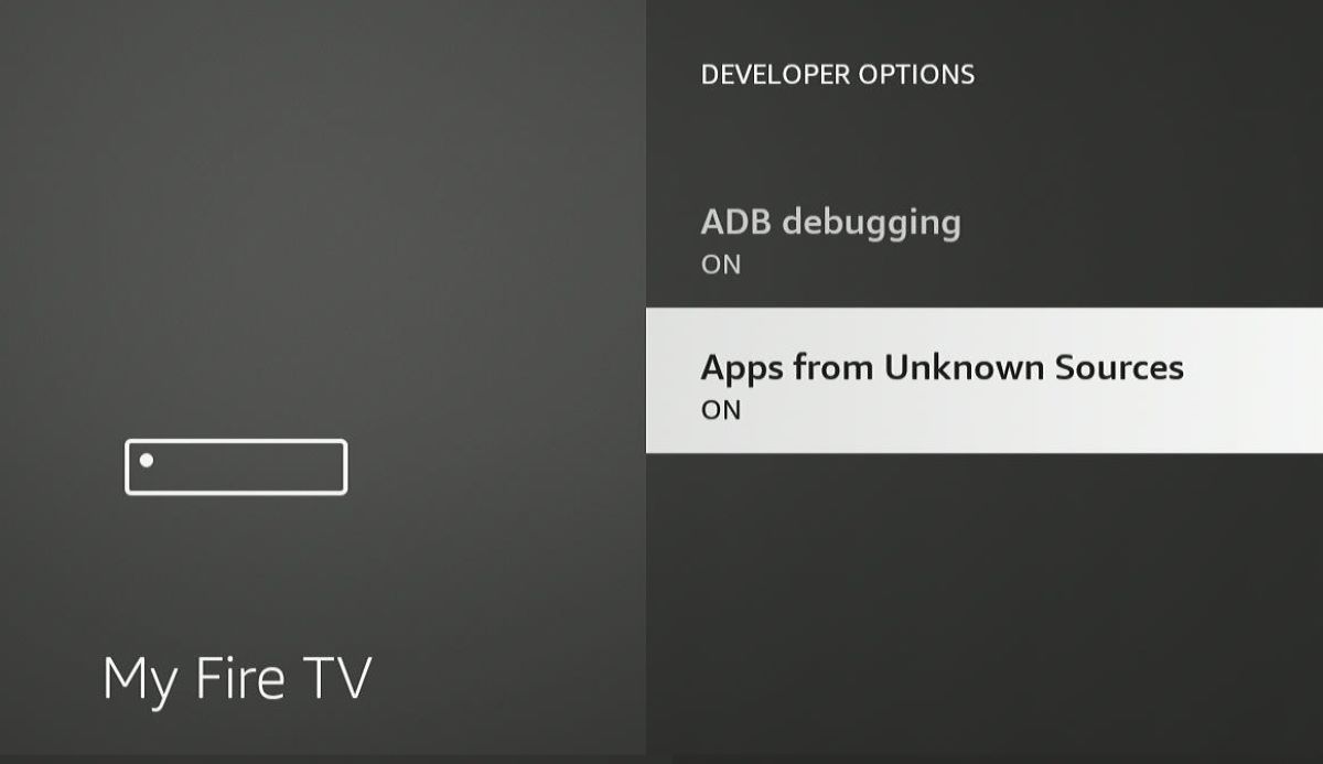 Apps from Unknown Sources feature is enabled on Fire TV