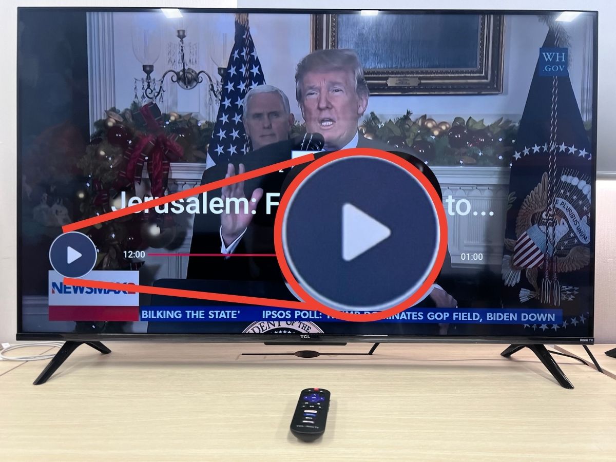 Live TV is pause at the news on TCL Roku TV