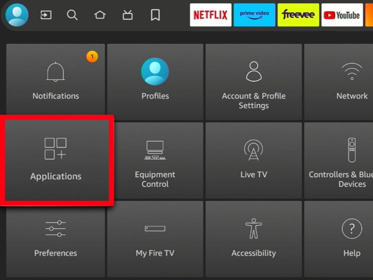 The Applications option from the Fire TV Stick