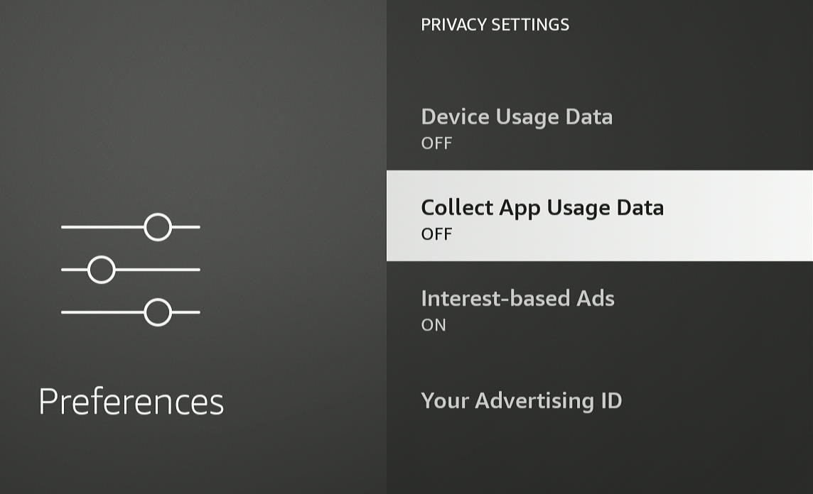 The Collect App Data Usage on Fire TV is disabled