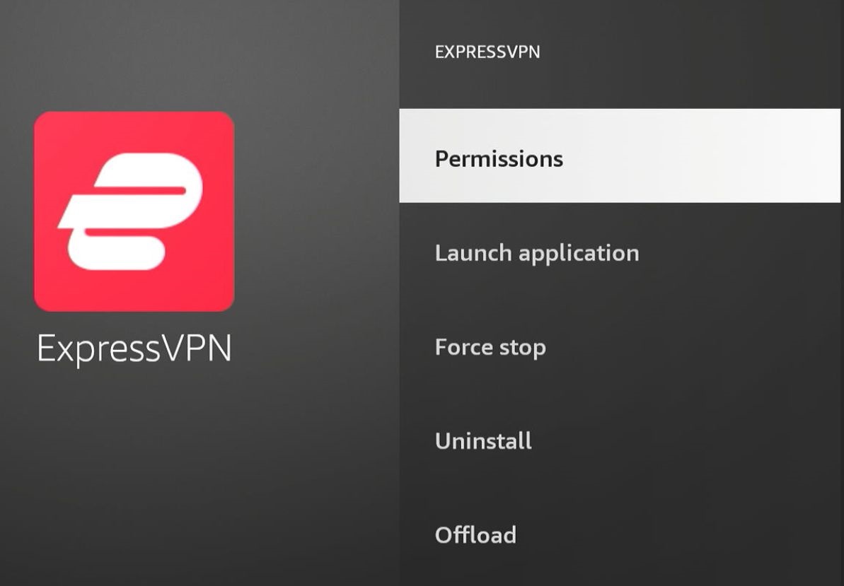 The ExpressVPN with the permissions option on Fire TV Cube