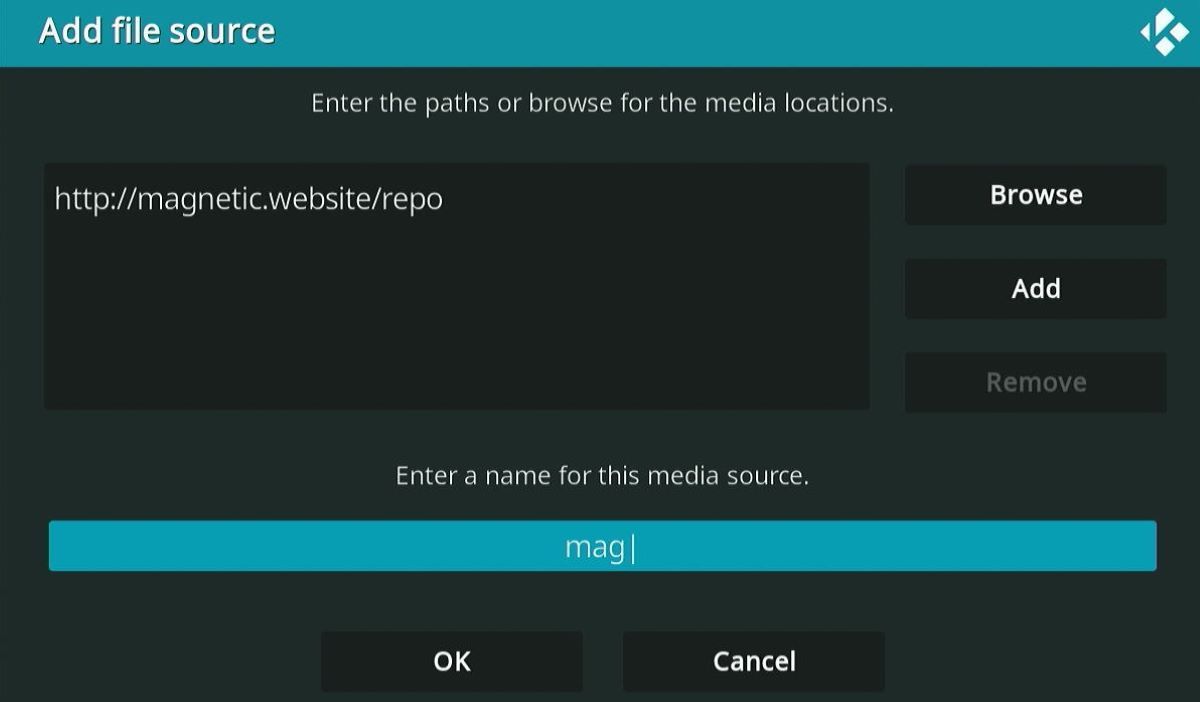 The URL is name as mag after the URL is entered to the Kodi app