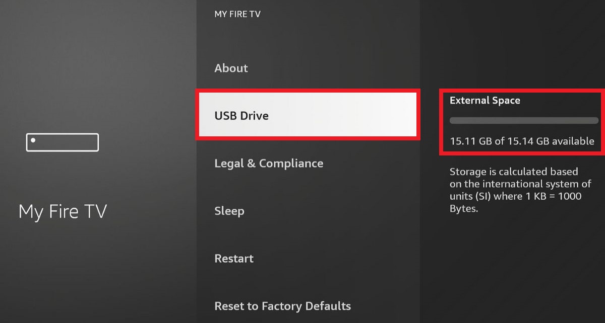 The USB Drive on the Fire TV Cube with the external space