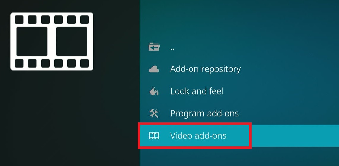 The Video and add-ons from the settings on Kodi app