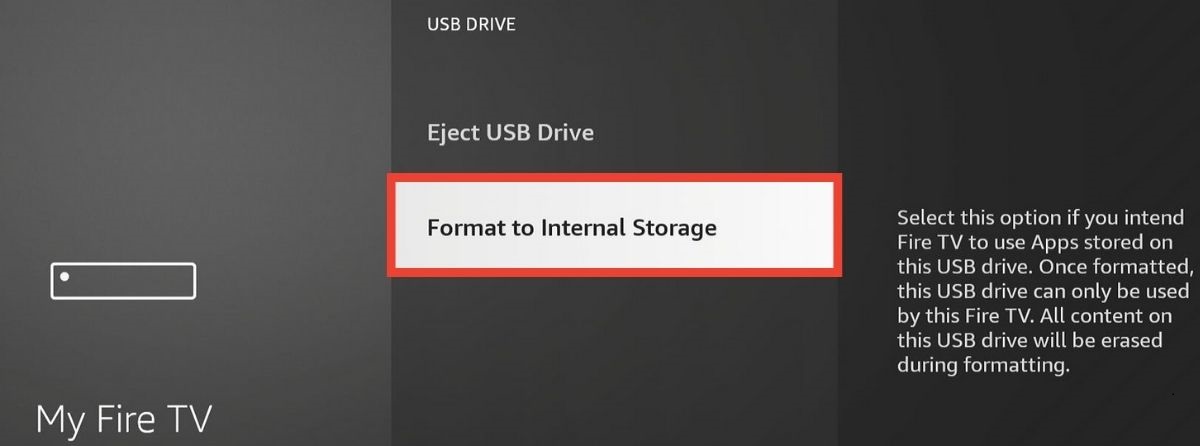 The format to Internal storage feature on The Fire TV Cube