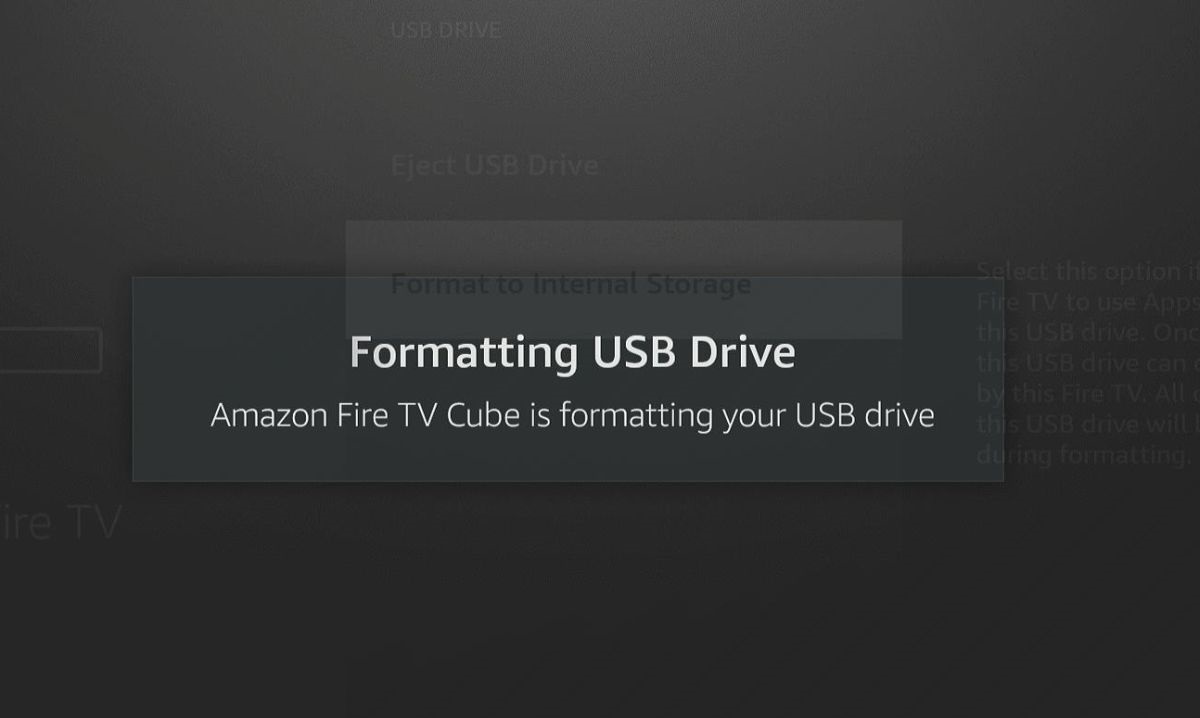 The notification about formatting USB drive on Fire Stick