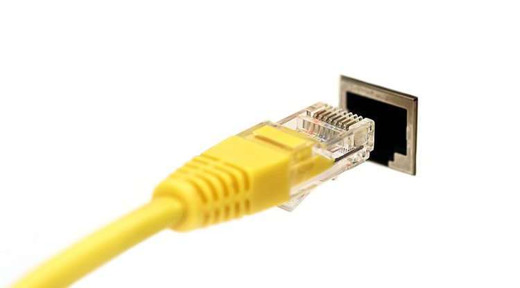 a cable being plugged into the compatible Ethernet ports