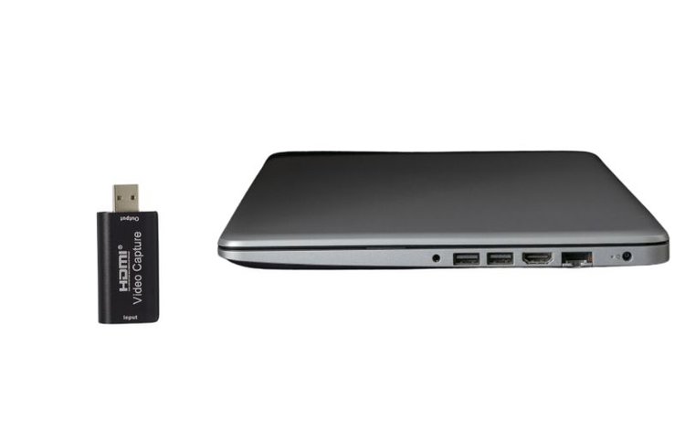 a capture card and a laptop with HDMI port