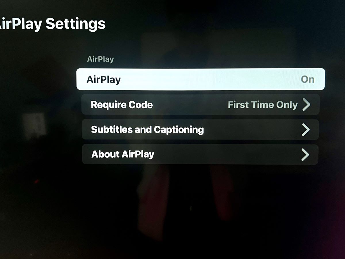 airplay feature option is turned on on a samsung tv