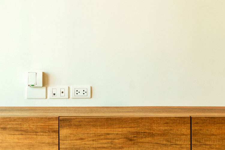 electricity wall outlets and cable TV outlet