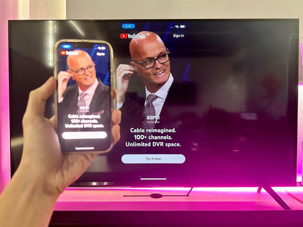 mirror youtube tv from a phone onto a samsung tv