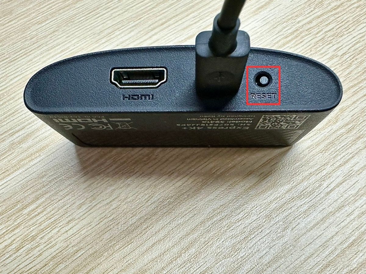 reset button is highlighted on a roku