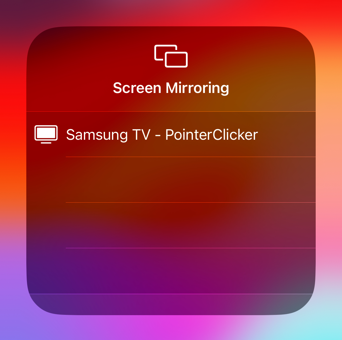 samsung tv appears on the mirroring list of an iphone