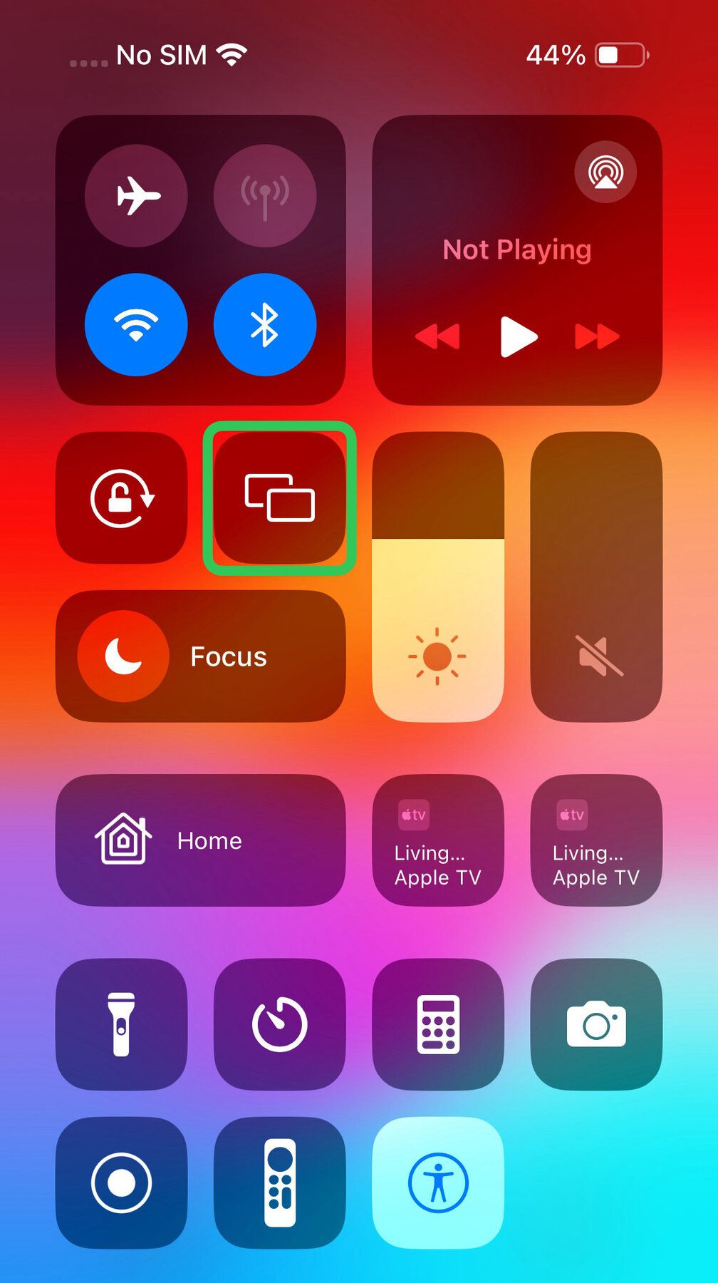 screen mirroring feature is highlighted on an iphone
