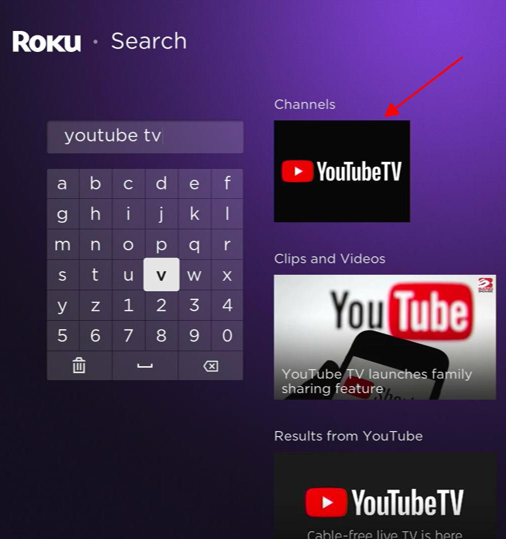search for youtube tv on roku streaming store, youtube tv app is pointed at