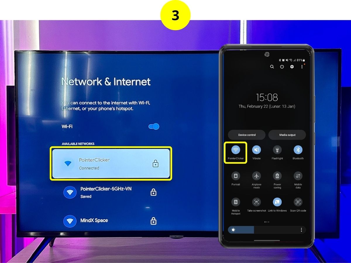 step 3 - ensure chromecast dongle and samsung a71 are connected to the same wi-fi network